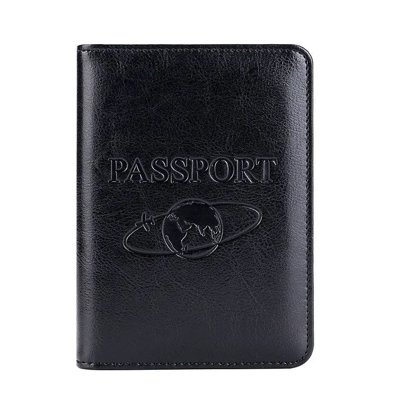 couverture de passeport unisexe en cuir véritable, blocage rfid, porte-passeport pour hommes, étui pour carte d'identité, portefeuille de voyage pour wowen