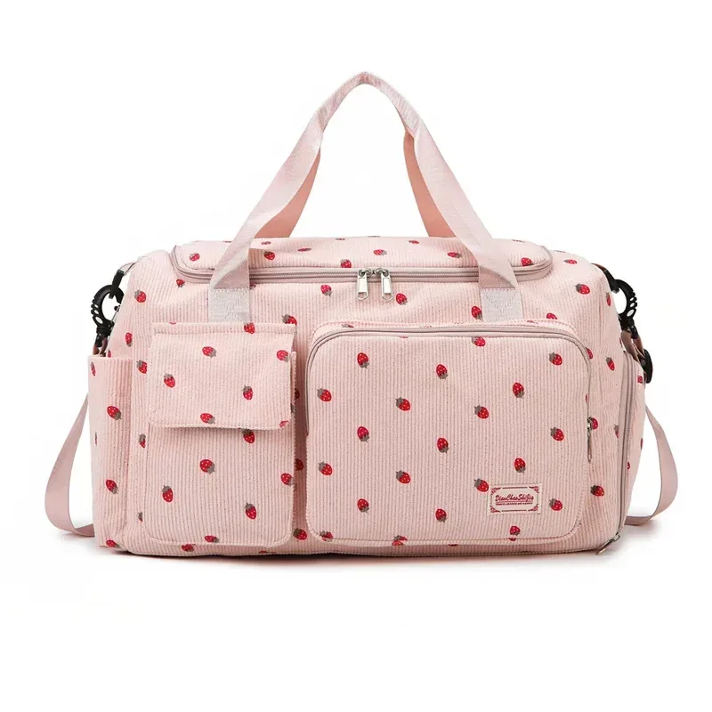 sac fourre-tout de voyage en velours côtelé, sac de voyage de grande capacité avec compartiment à chaussures, sacs de sport et de fitness pour femmes