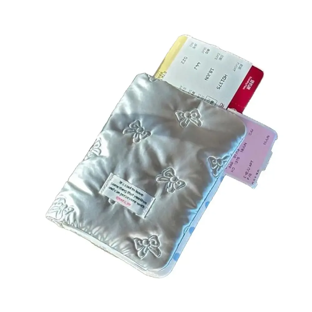 housse de passeport créative rose argentée en pu, multifonctionnelle, pour certificats, accessoires de sac de passeport, porte-cartes avec nœud papillon