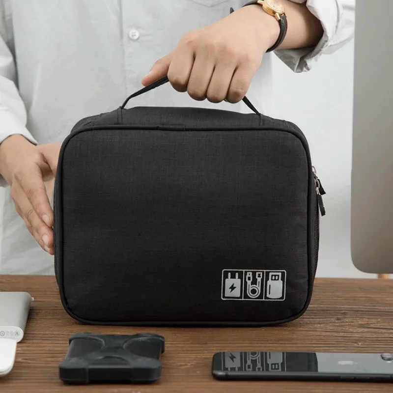 sac de rangement numérique électronique de voyage, écouteurs multifonctionnels de grande capacité, étui de protection pour câble de données, sac anti-poussière de voyage elec