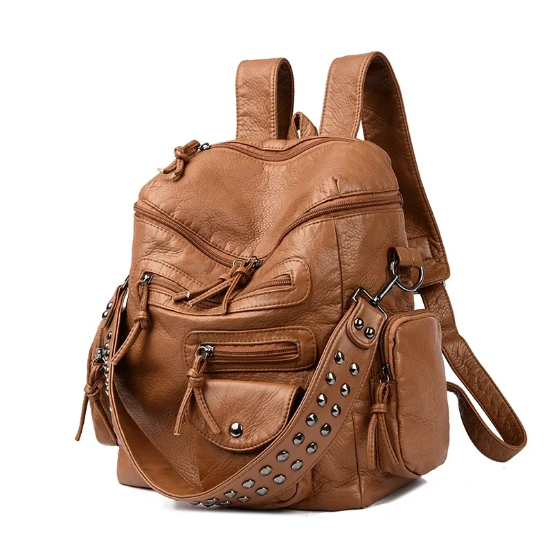 Sac à dos à rivets tendance, sac à main à bandoulière multifonctionnel pour femmes, petit sac à dos de voyage pour vêtements de travail quotidiens