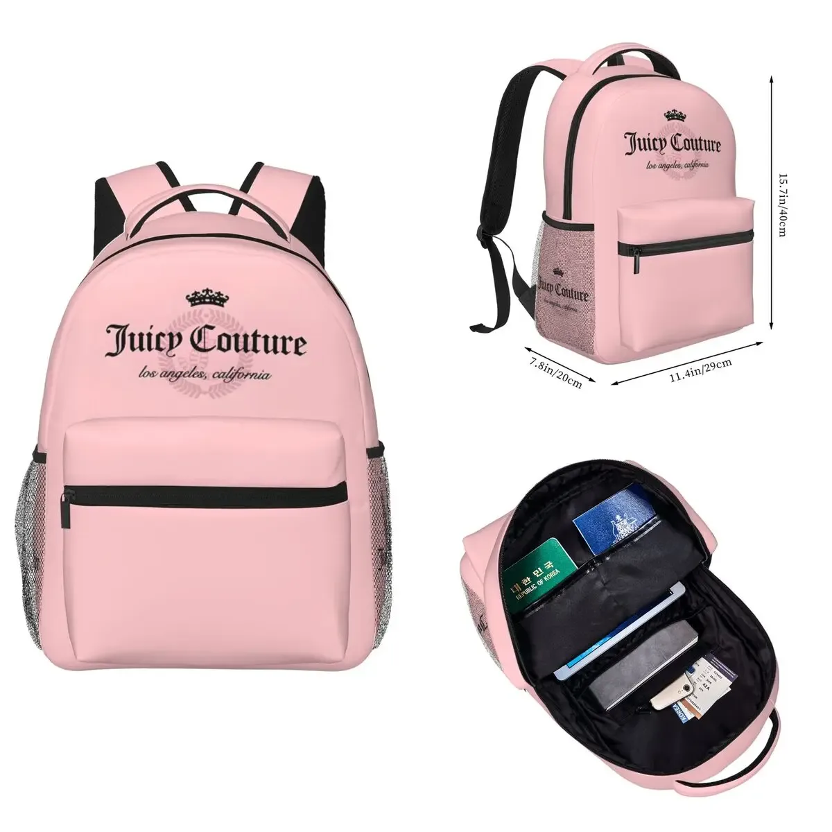 sac à dos juicy-c-couture pour hommes et femmes, sac à dos tendance pour étudiants et professionnels, sac à bandoulière pour collège, 16 pouces