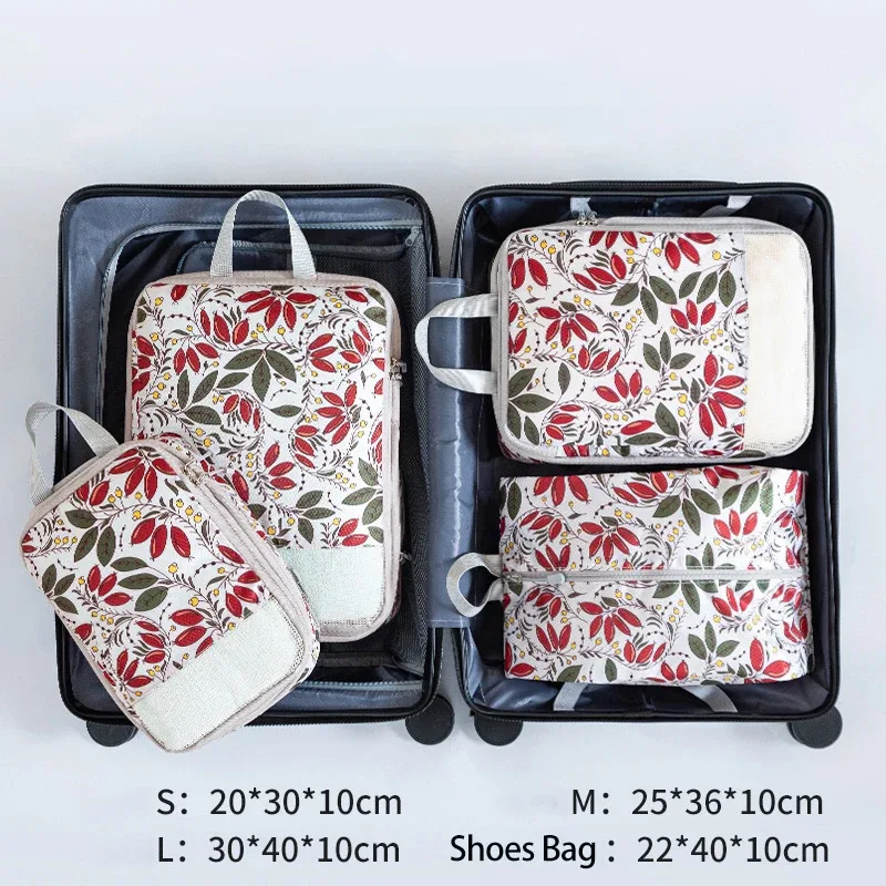 cubes d'emballage à compression de voyage, ensemble de 4 sacs d'emballage de bagages, sac de rangement compressible et extensible, accessoires de voyage essentiels
