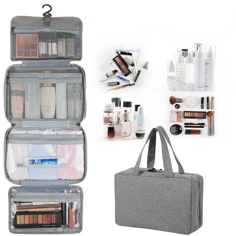 Trousse de toilette pliable et étanche pour voyage, séparation sèche et humide, sac de rangement pour cosmétiques, sac à cosmétiques de grande capacité