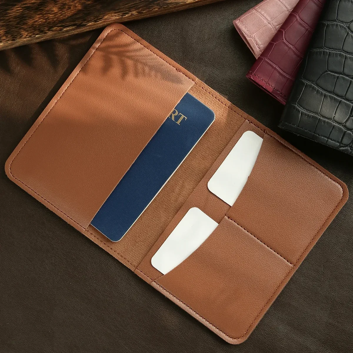 porte-passeport personnalisé avec nom, couverture de passeport personnalisée, porte-portefeuille luxueux et chic à imprimé alligator, accessoires de voyage, 1 pièce