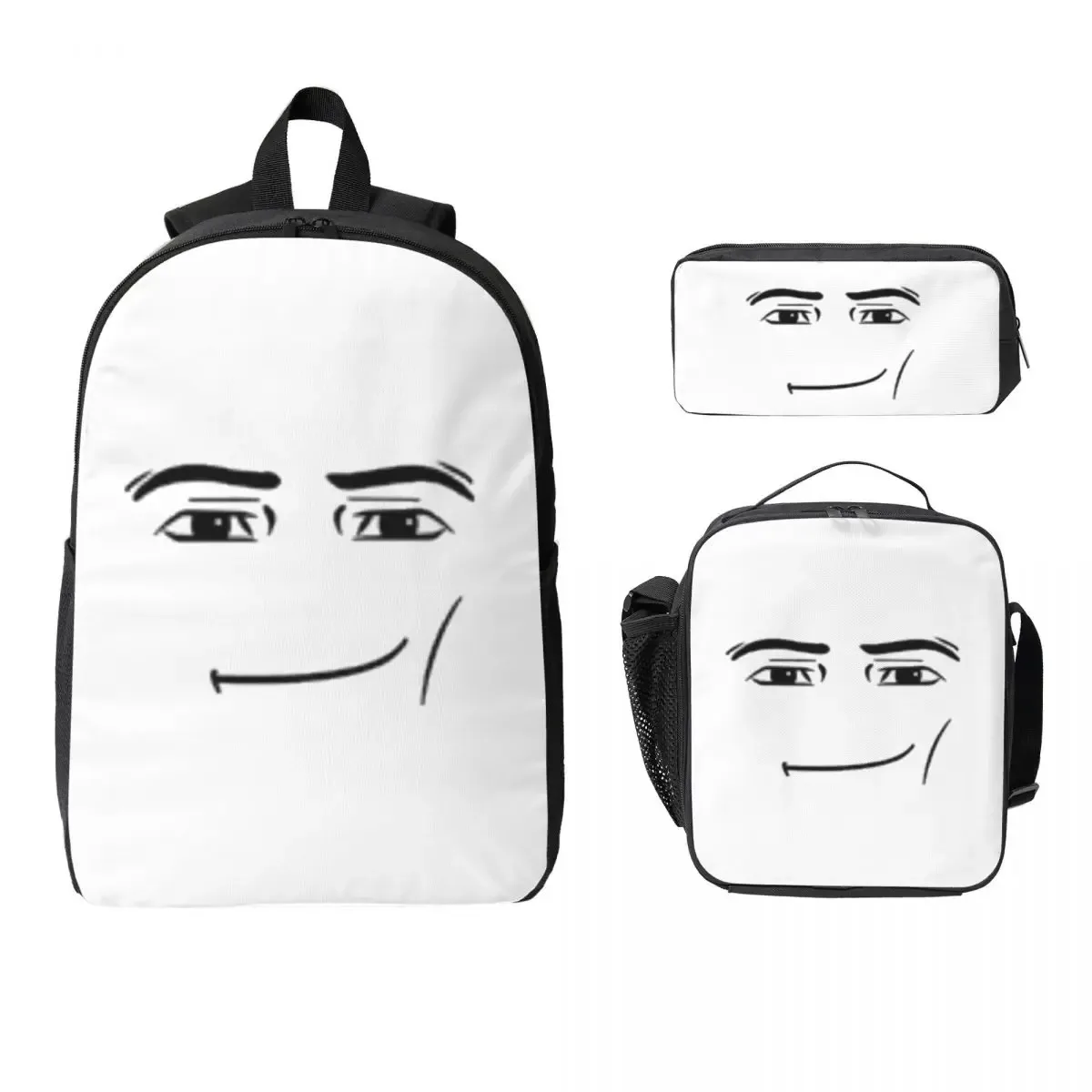 sac à dos the man face pour étudiants, garçons et filles, sac d'école, sac à bandoulière pour ordinateur portable, 3 pièces, sac à déjeuner isotherme, trousse à crayons