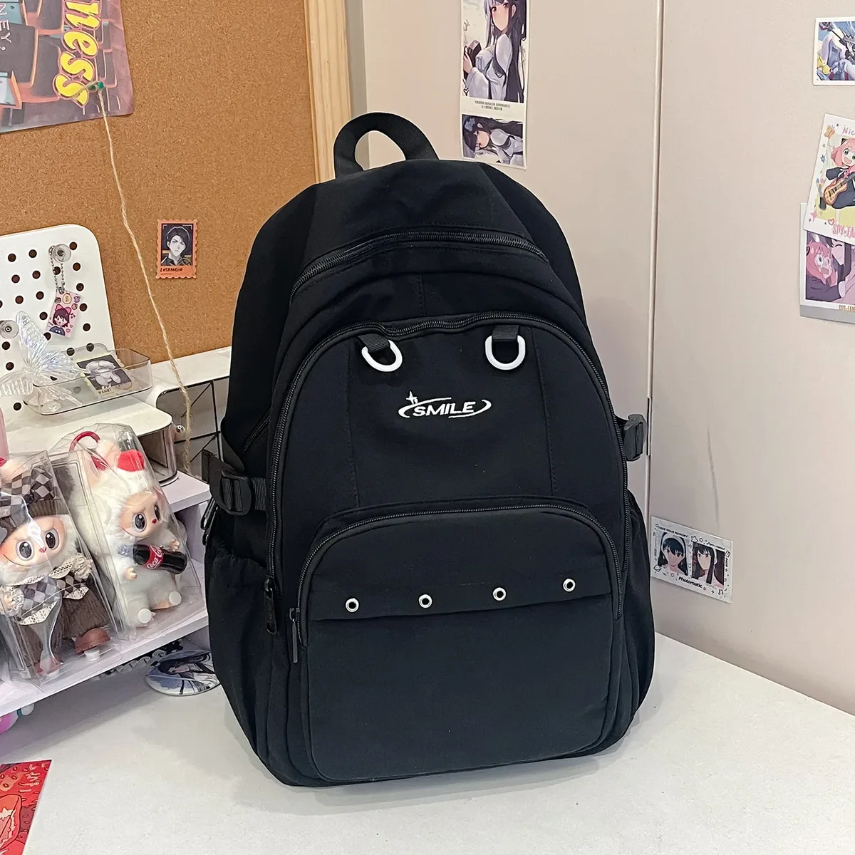 sac à dos brodé avec lettres, grande capacité, léger, respirant, cartable d'école pour étudiants, sac de voyage de loisirs, sac à dos pour fille, sac pour ordinateur portable