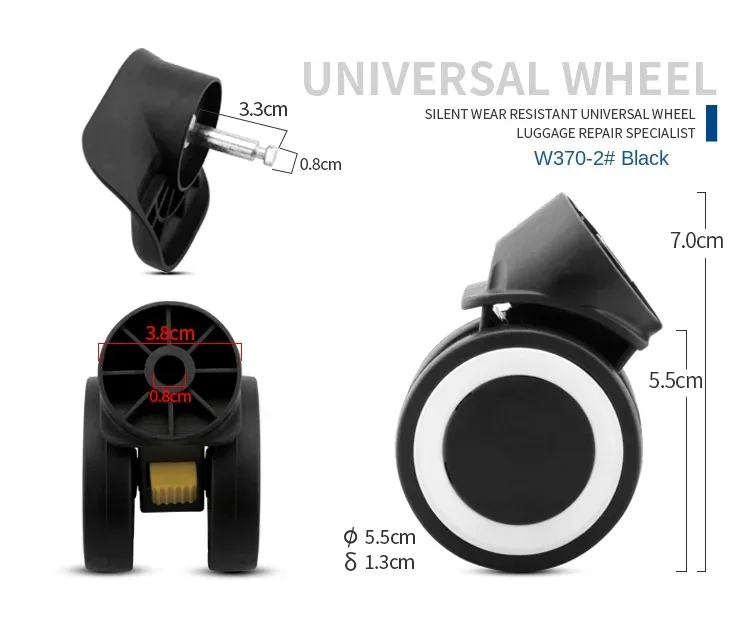 accessoires de roulettes de valise, roue universelle de réparation pour valise trolley polo, roue de valise en cuir