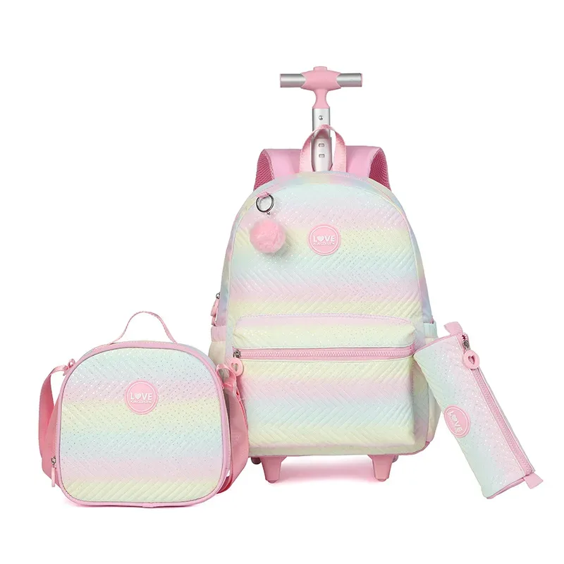 ensemble de sacs à dos à roulettes pour filles, sac à dos à roulettes pour étudiants, sac à livres, sac à dos scolaire avec roulettes, bagage de voyage