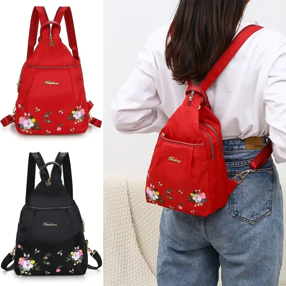mode broderie sac décontracté imperméable oxford femmes sac à dos femme grande capacité voyage sac à main shopping boutons-pression sac à bandoulière