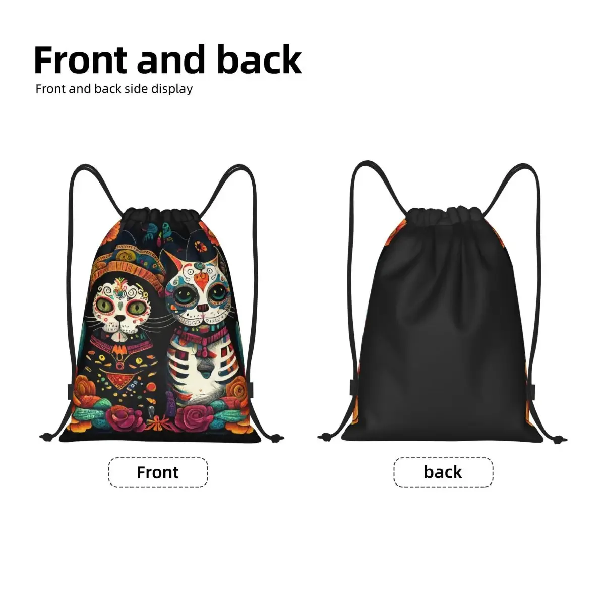 sacs à dos day of the dead kitten cat sugar skull dia de los muertos, sacs décontractés à cordon, sacs de sport, sacs à livres pour le voyage