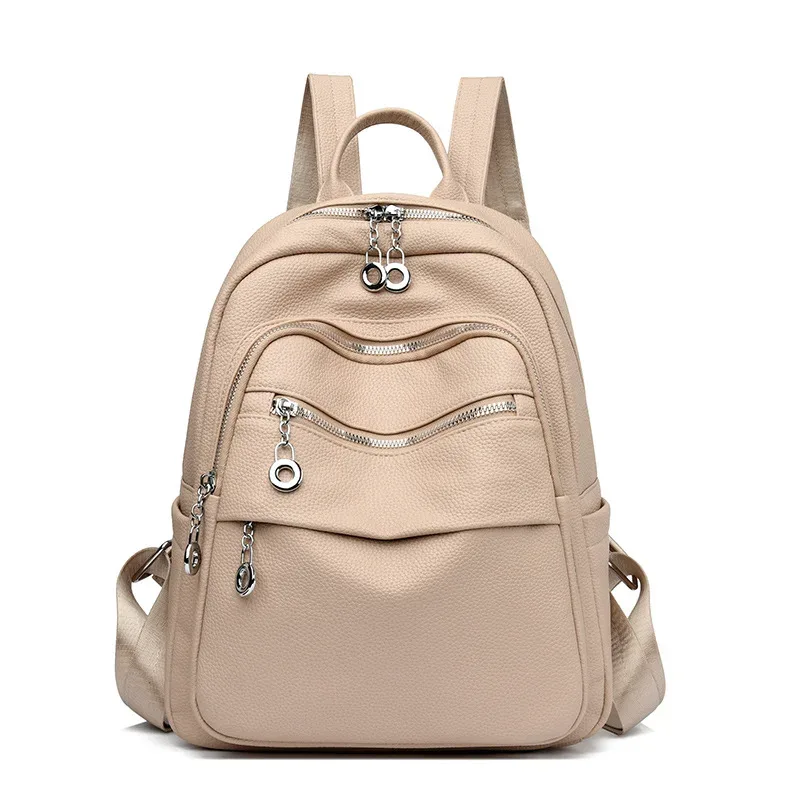sac à dos multi-couches élégant en pu, grande capacité, simple, pour les trajets quotidiens et les étudiants