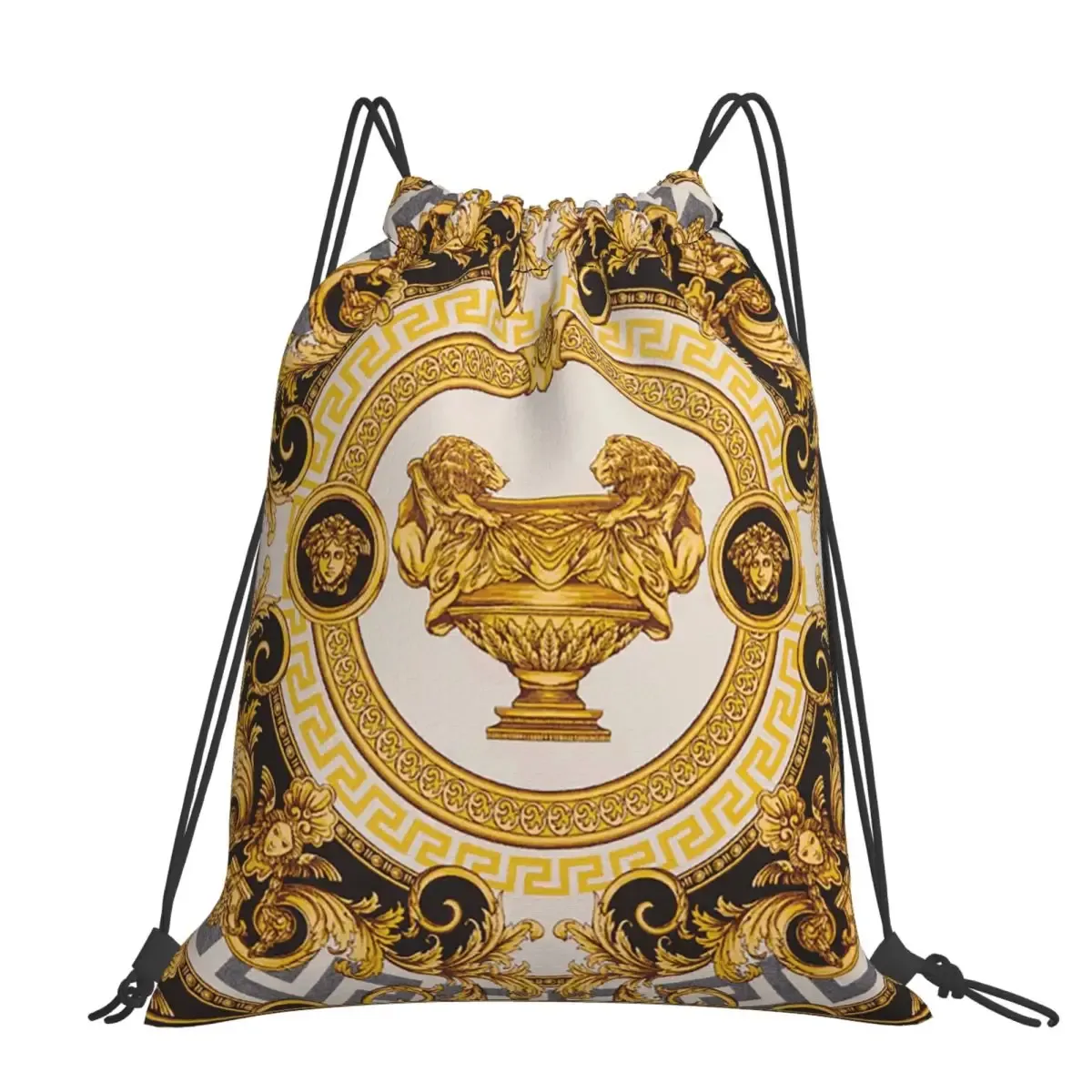 sacs à dos décoratifs dorés de style baroque, sacs à cordon portables, sacs à chaussures, sacs à livres pour homme et femme, pour l'école