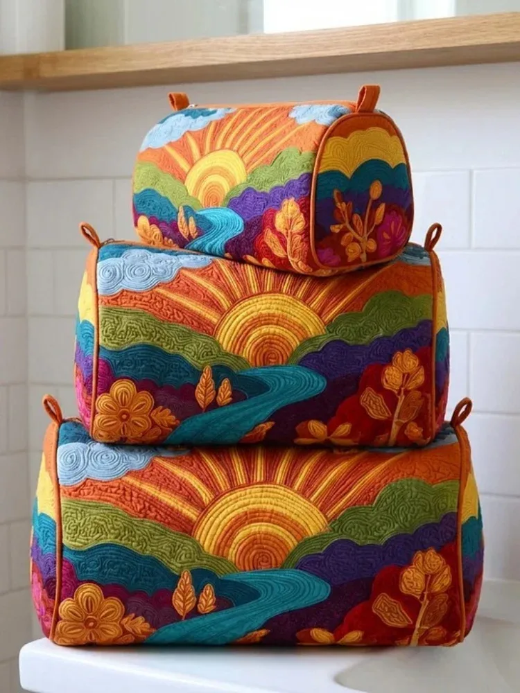 sacs cosmétiques matelassés imprimés en 3d tendance, pochette de rangement de maquillage de voyage pour femmes, motifs floraux et animaux vintage, imprimés pour le camping