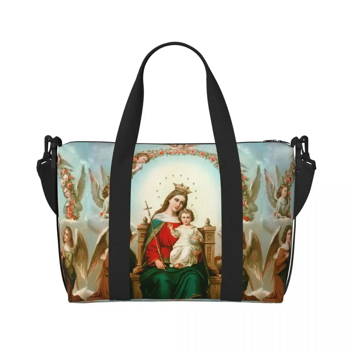 sac fourre-tout personnalisé vierge marie d'élissa upe pour femme, grande capacité, saint catholique du mexique, sacs de voyage pour salle de sport de plage