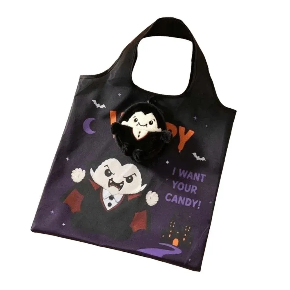 sac fourre-tout d'halloween de couleur unie, mini sac à main résistant aux déchirures, motif de dessin animé, ultra-léger et peu encombrant.