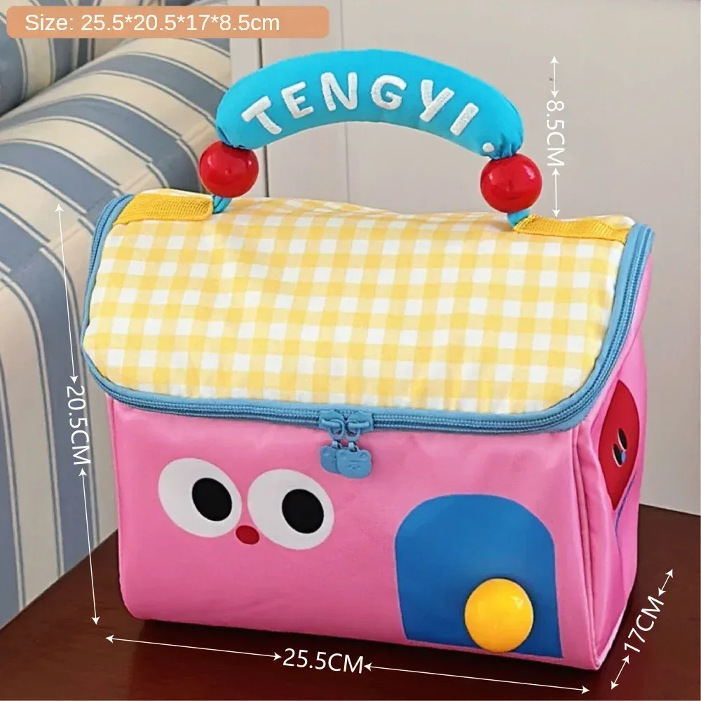 sac de maquillage mignon style cottage, grande capacité, multifonctionnel, sac isotherme pour le déjeuner, sac à main, trousse de beauté