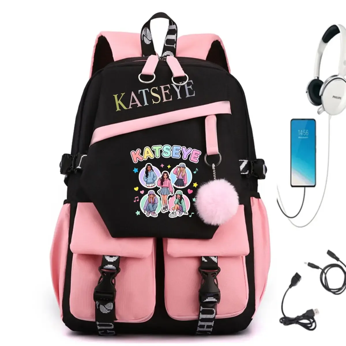nouveau sac à dos katseye pour filles, sac à dos de loisirs pour étudiantes, sac à dos de voyage tendance coréen ulzzang, sac à dos pour ordinateur portable pour femmes