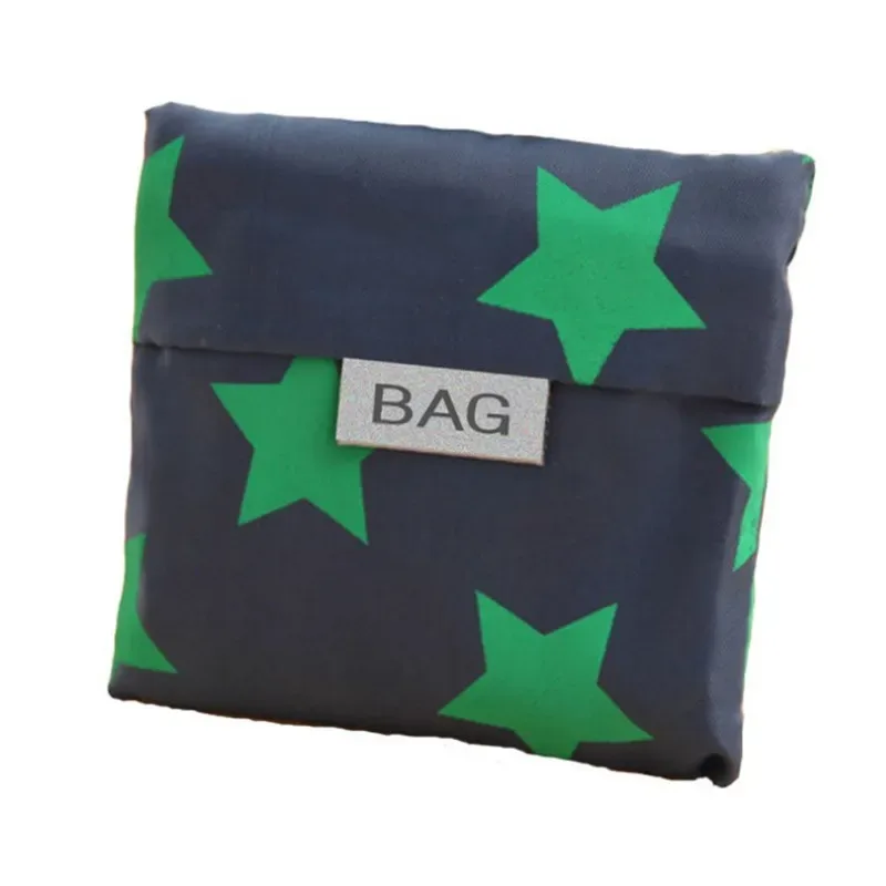 sac de courses pliable vert imprimé à la mode, pochette pliante, sacs à main pratiques, sacs de rangement de grande capacité, 1 pièce