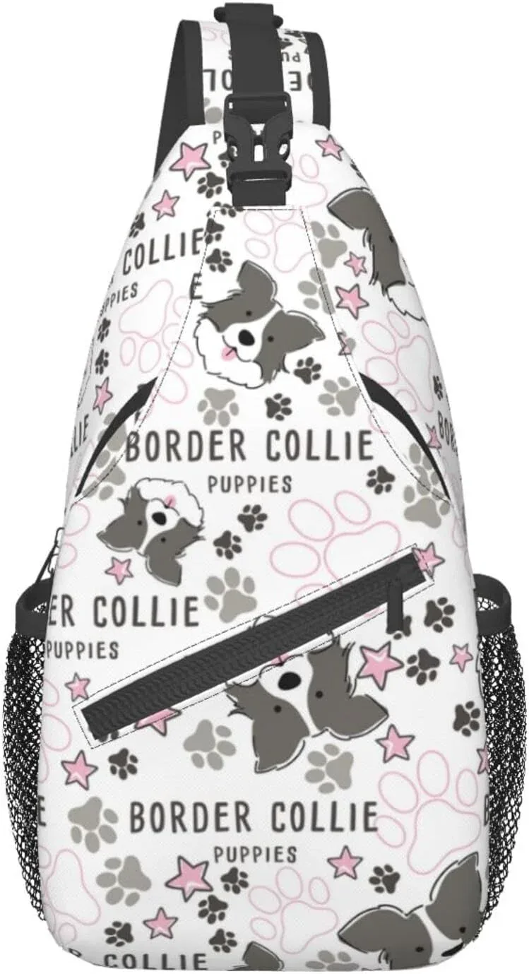 collie – sac à dos à bandoulière en corde, motif floral, triangle, canfeng, sac à dos pour voyage, randonnée, sac de jour