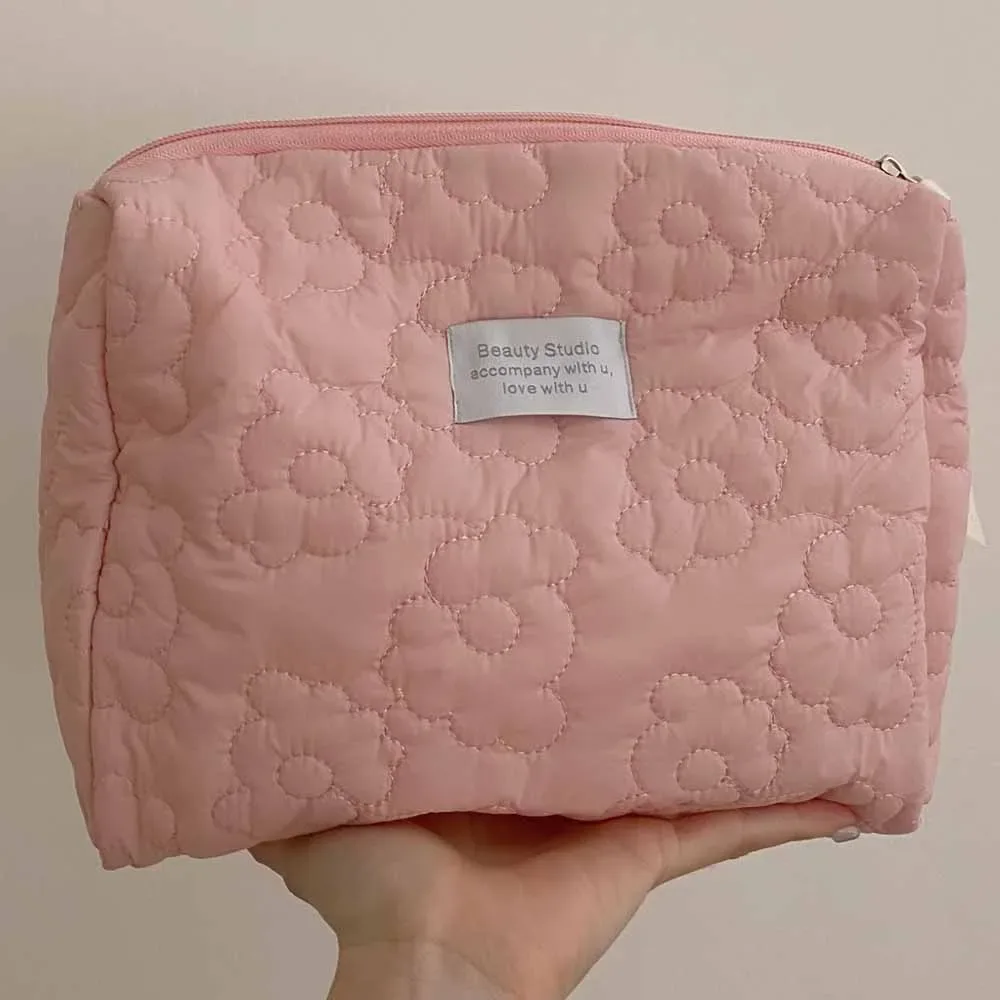 sac à cosmétiques à motif de fleurs douces, emballage de maquillage portable, présentoir, organisateur de rangement, grande capacité, pochette de lavage de voyage pour femmes
