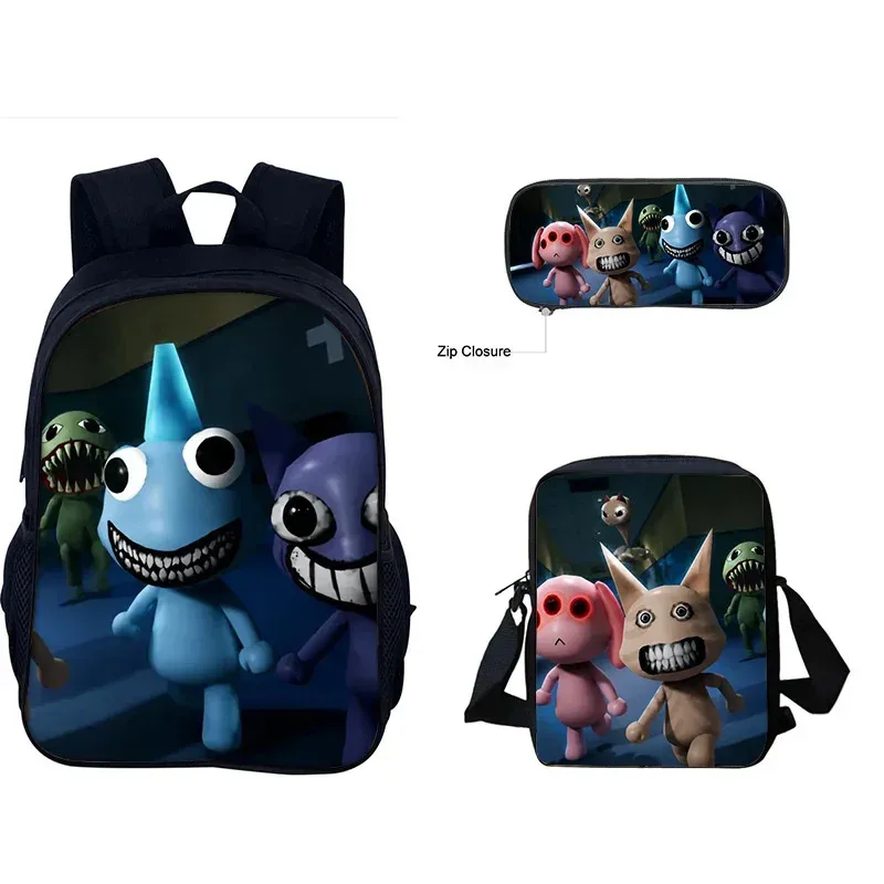 ensemble de 3 sacs d'école à thème animalier pour enfants, sac à dos, sac bandoulière et trousse à crayons, pour garçons et filles de primaire et collège, idéal comme cadeau