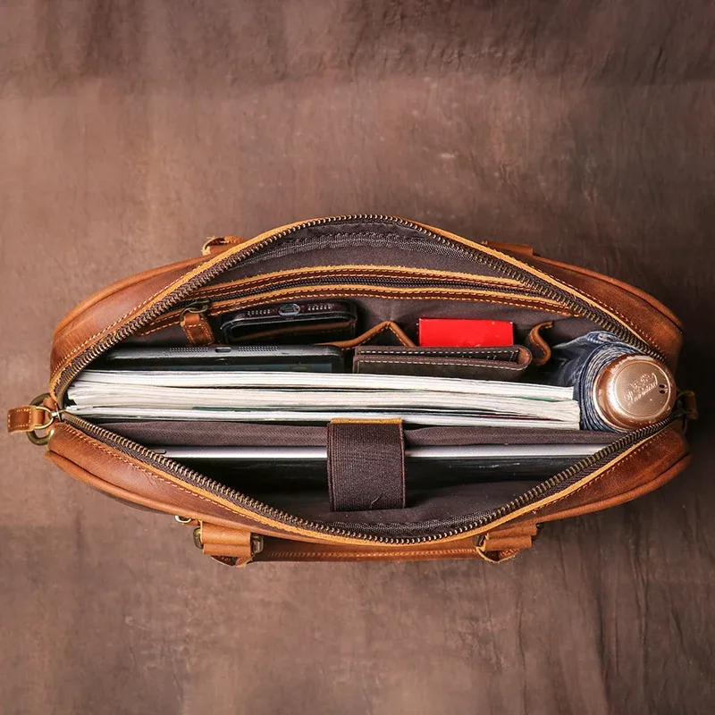 luokir-sac à main en cuir de vachette pour homme, sac d'ordinateur de bureau décontracté, sac à main en cuir de haute qualité, simple, élan, cheval, bombes, document gt, vintage