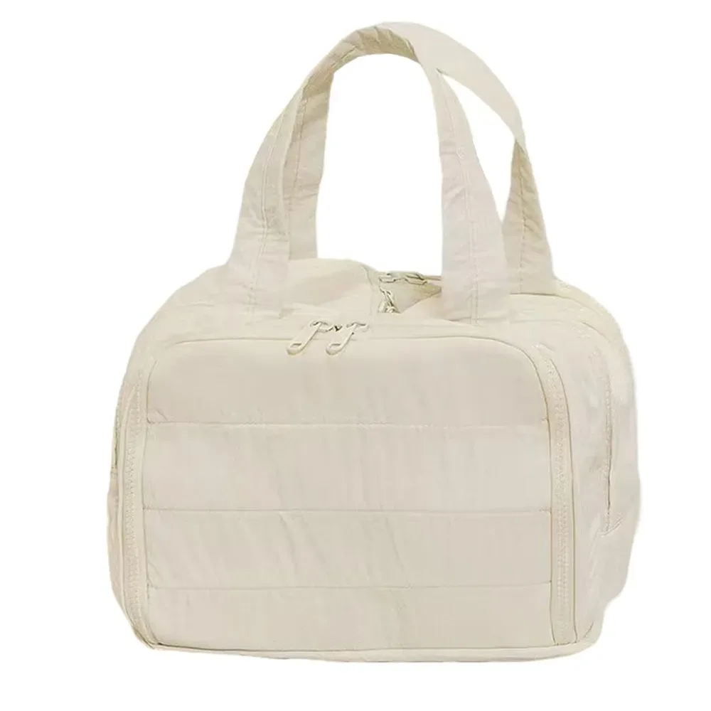 sac de toilette de voyage multi-poches avec fermeture éclair, poignée confortable, compartiments séparés pour articles secs et humides, ouverture double face