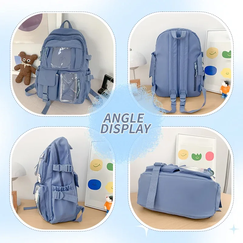 nouveau sac à dos en nylon mignon, adapté aux jeunes filles, aux étudiantes et aux femmes, sac à dos multi-poches pour étudiantes