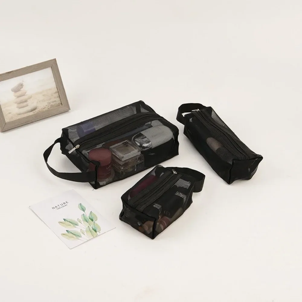 lot de 3 sacs de rangement de voyage, sacs de rangement cosmétiques portables, sacs de rangement en maille, sacs de toilette pliables