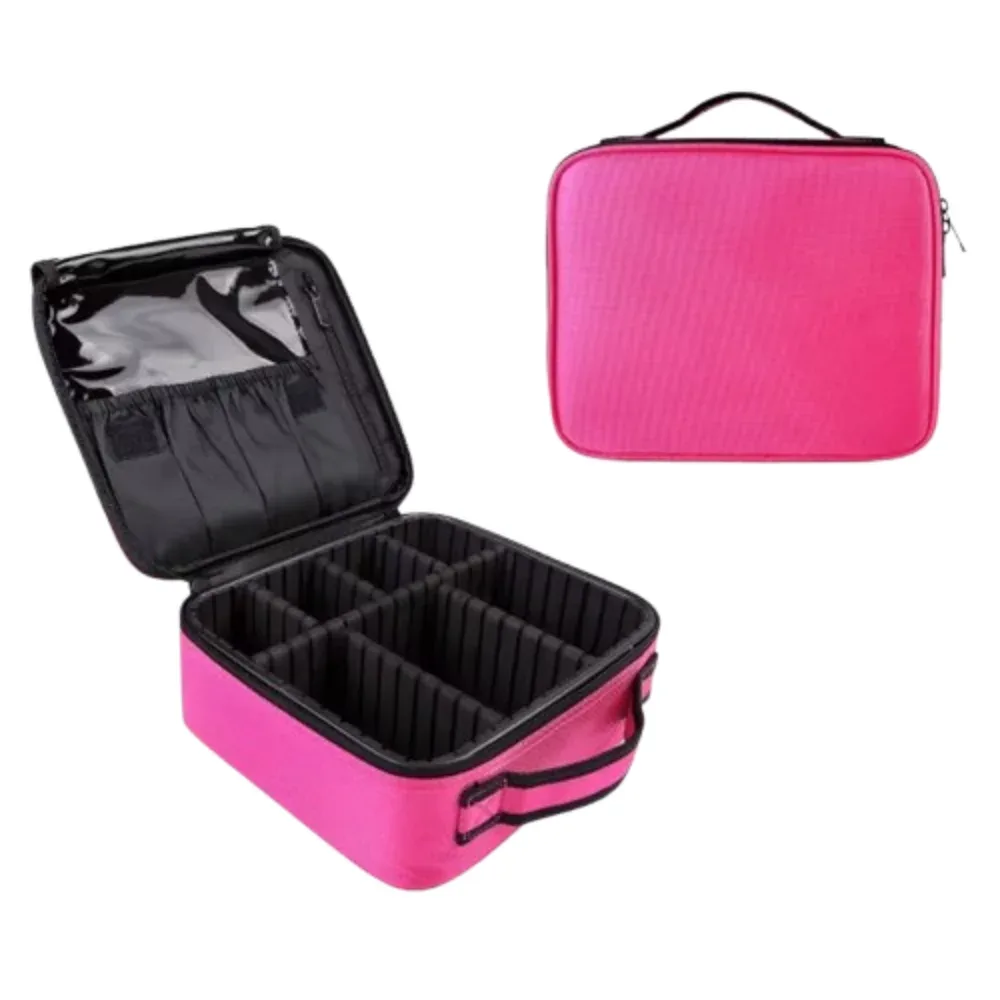 sac de rangement pour maquillage tendance, en tissu oxford, boîte de rangement portable pour cosmétiques, grande capacité avec séparateurs, trousse de maquillage pour femmes