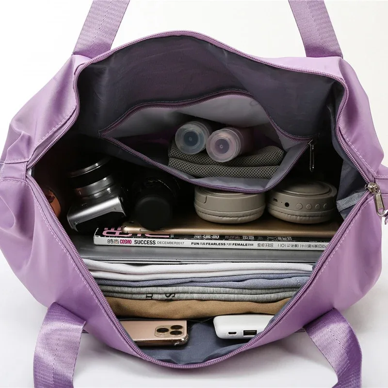 sac de voyage pliable, extensible, grande capacité, sacs de sport en nylon, étanche, double couche, fermeture éclair, sac à main, organisateur de bagages, fourre-tout, nouveau