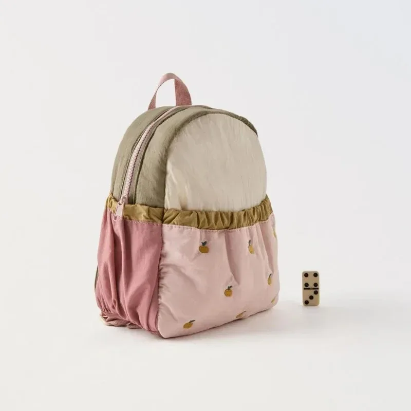 nouveau sac d'école pour enfants brodé petite pomme à la mode léger maternelle sac à dos à la mode