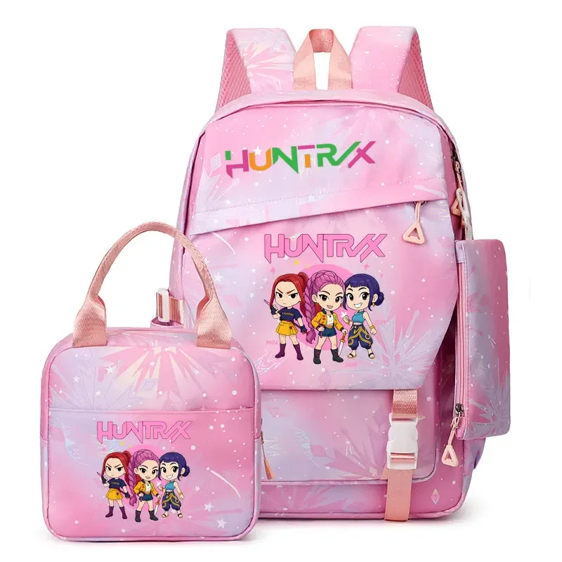 lot de 3 sacs à dos k-pop demon hunters pour filles, adolescents, femmes et enfants, pour l'école primaire et secondaire