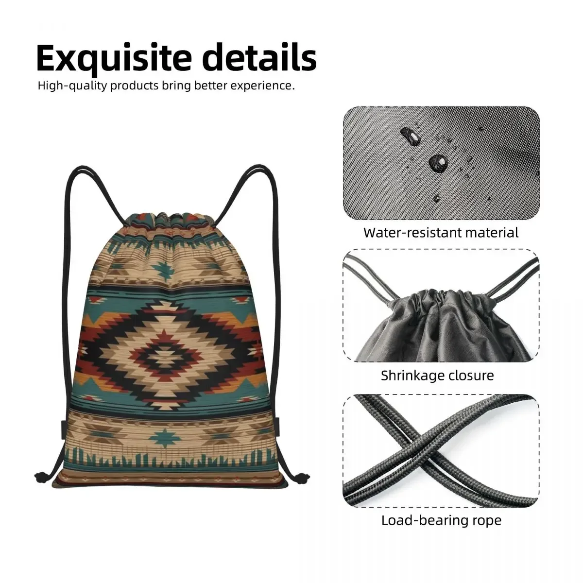 sac à dos navajo native american tribal pattern proximity wstring pour hommes et femmes, sac de sport pliable, sac de sport, sac d'entraînement