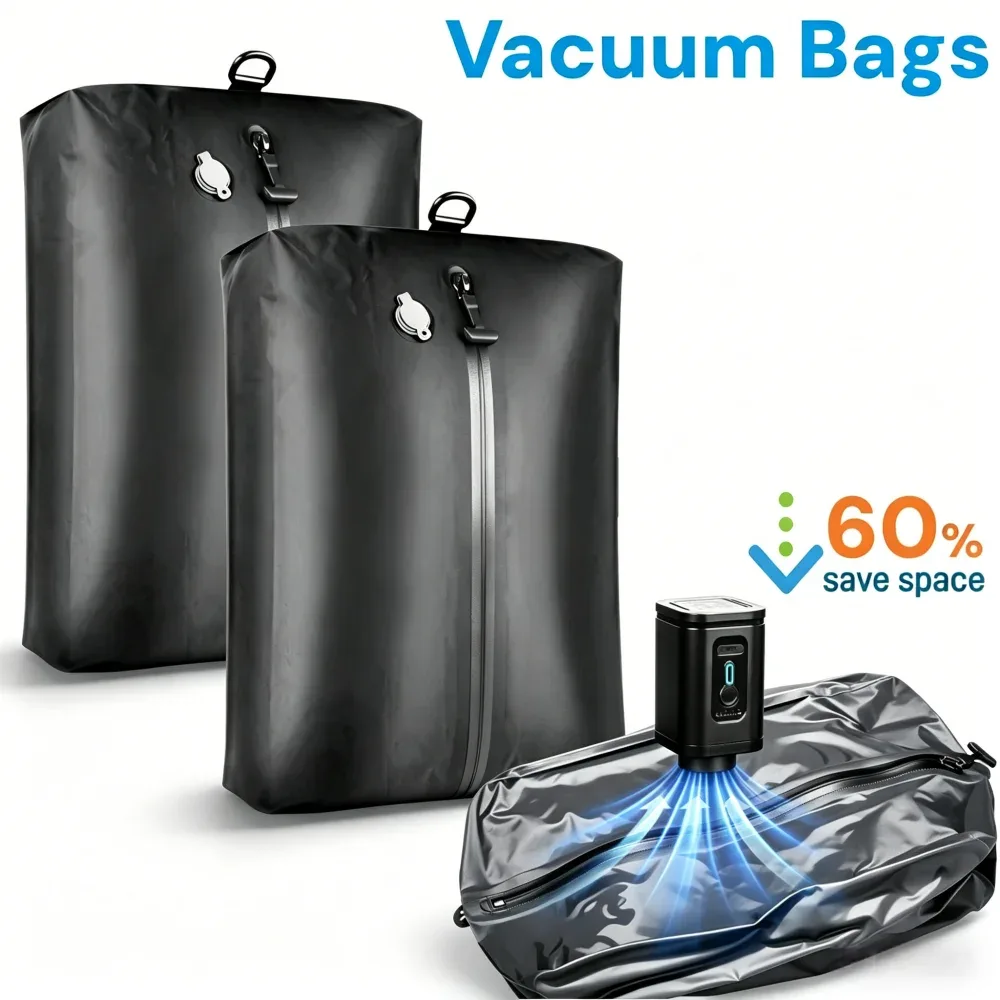 sacs de rangement sous vide pour voyage, sacs de compression pour bagages avec pompe à air, organiseurs de vêt