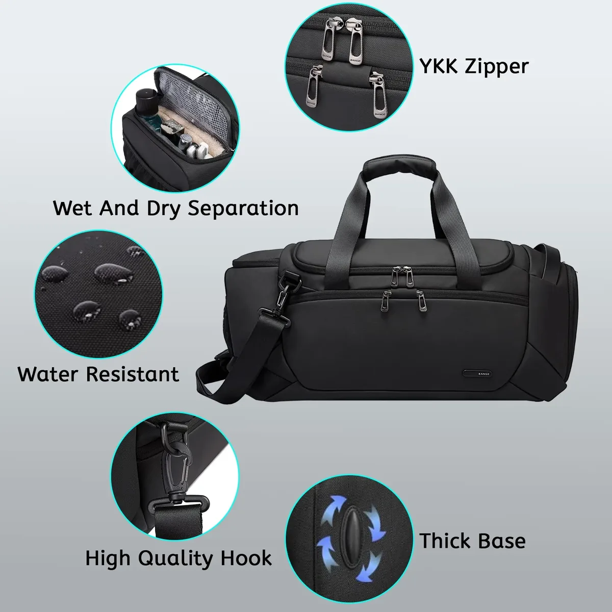 bange – sacs polochons de sport imperméables avec compartiment à chaussures, sac de sport de 21 pouces pour hommes avec compartiment humide et sec, sacs de voyage