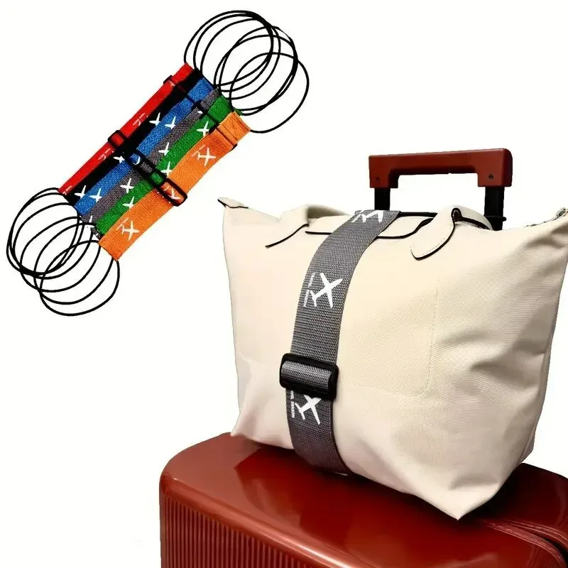 sangle fixe de bagage en nylon imprimé d'avion, sangle de bagage élastique réglable, ceintures de bagages, valise de sécurité de voyage, sangles de transport