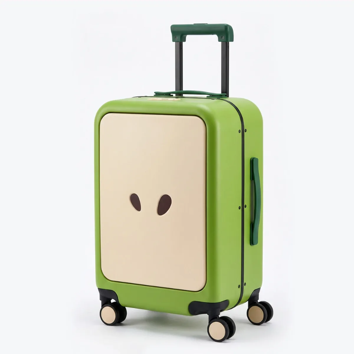 valise à motif de dessin animé pomme, 20 pouces, mignonne, à ouverture frontale, bagage à main avec cadre en aluminium et serrure tsa, valise légère