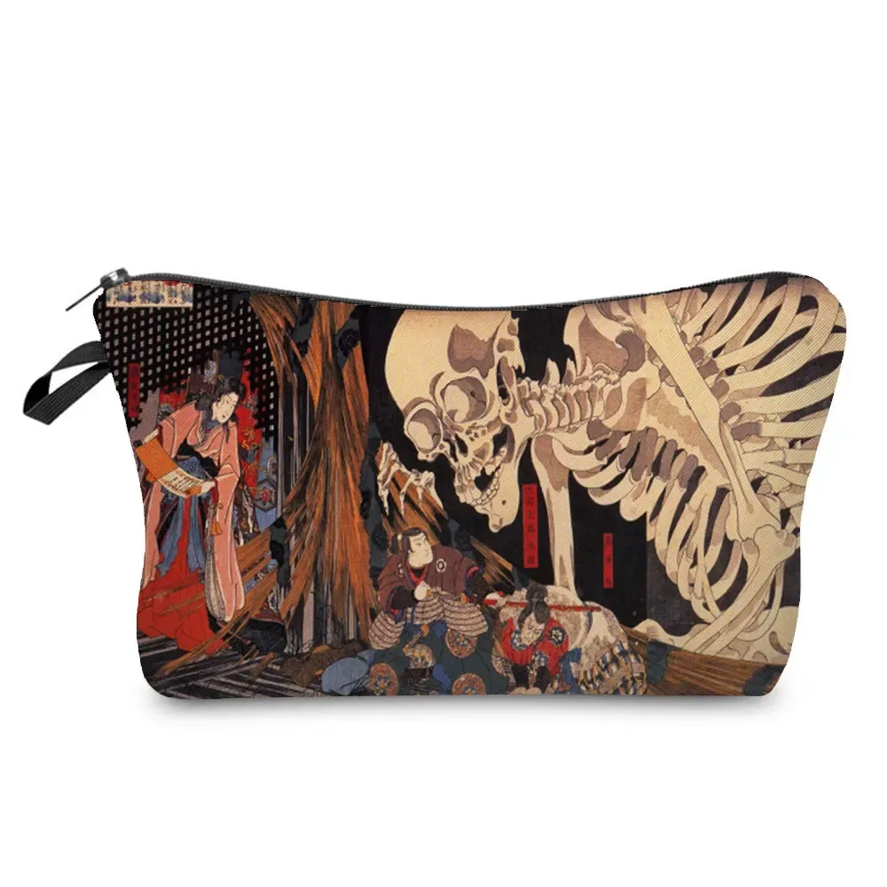 ukiyoe – mini trousse de maquillage pour femmes, design japonais, grue de styliste, trousse de toilette de voyage de plage, trousse à cosmétiques écologique réutilisable