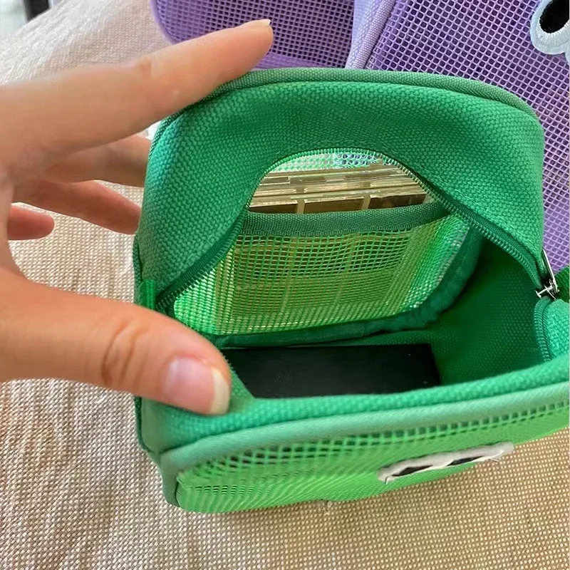 trousse de maquillage portable kawaii, sac cosmétique en maille, sac de rangement de produits de toilette, poudres de maquillage, grands yeux mignons, nouveau document de bonbons
