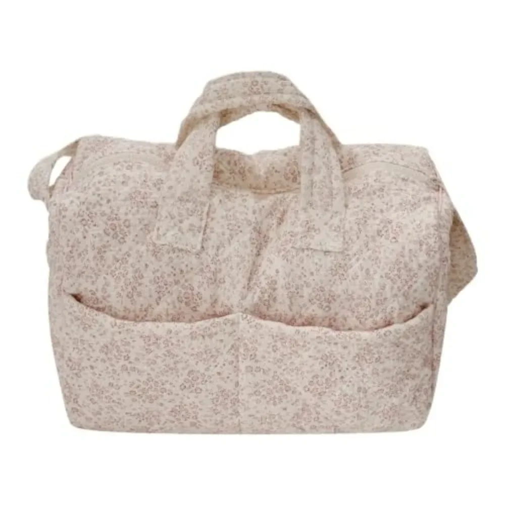 sac de voyage à imprimé floral, grande capacité, double poignée supérieure, sac de sport en coton matelassé, sac de voyage matelassé, utilisation scolaire