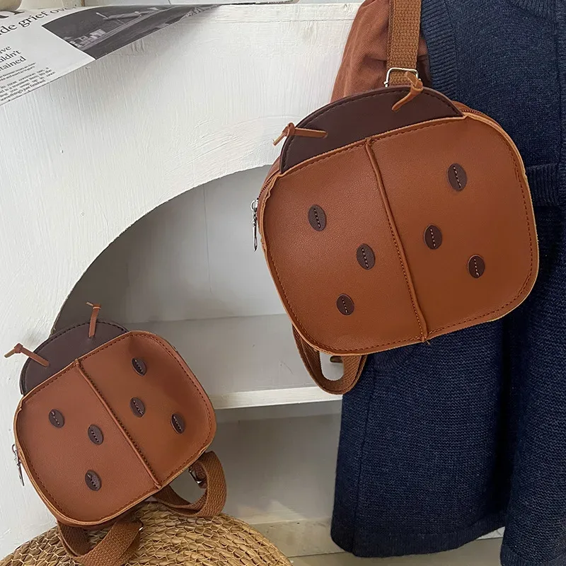 nouveau coréen rétro coccinelle mini cartables dessin animé enfants garçons filles maternelle bébé pu marron sac à dos enfant et mignon