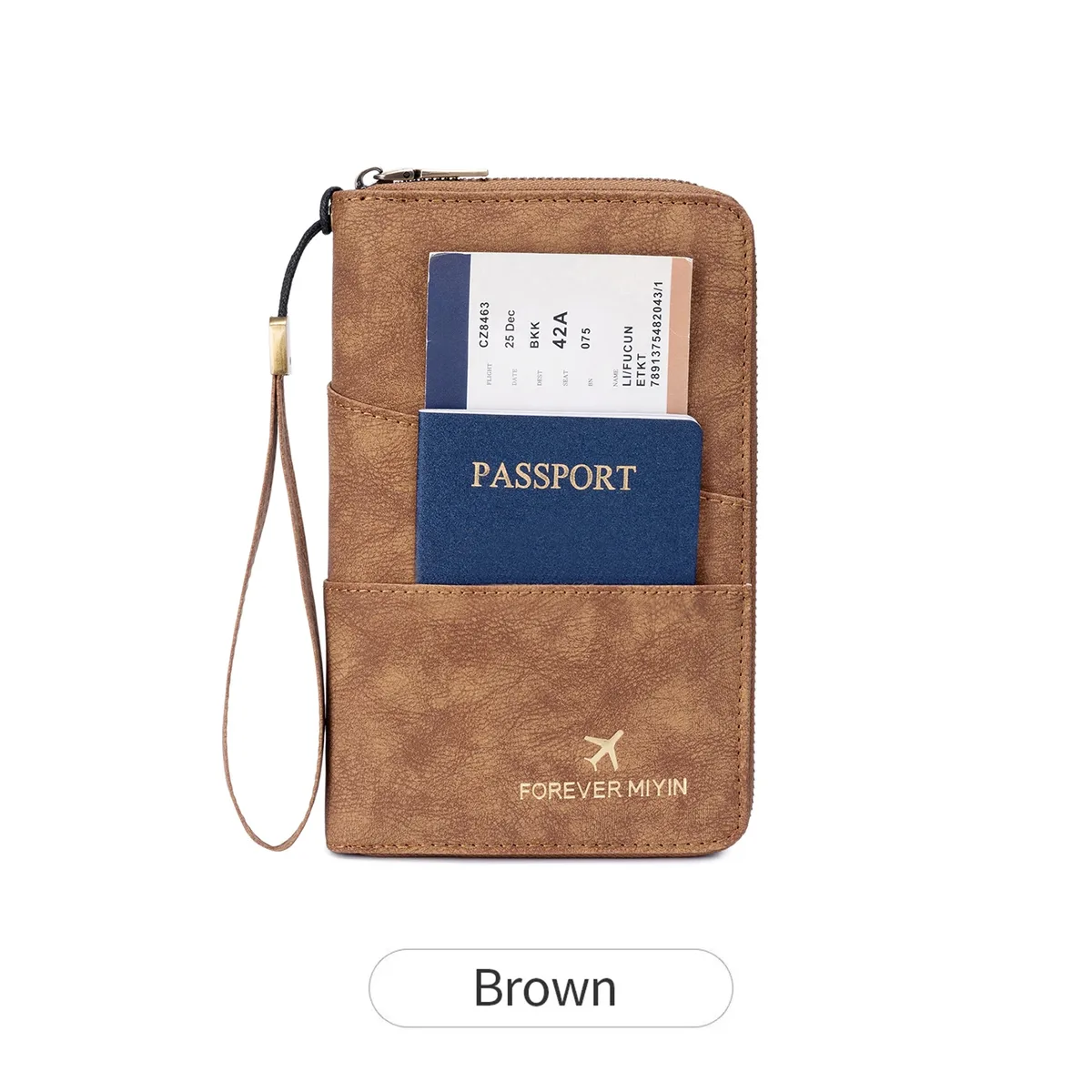 porte-passeport familial de voyage, portefeuille de rangement à fermeture éclair pour documents de grande capacité, sac à main en pu, accessoire de voyage unisexe