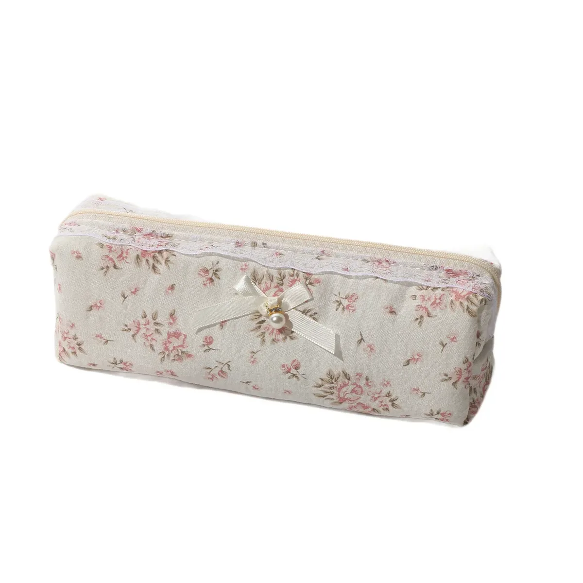 sac de voyage pour pinceaux de maquillage en coton, pochette de rangement à motifs floraux pour brosses cosmétiques et articles de toilette pour femmes, organisateur portable