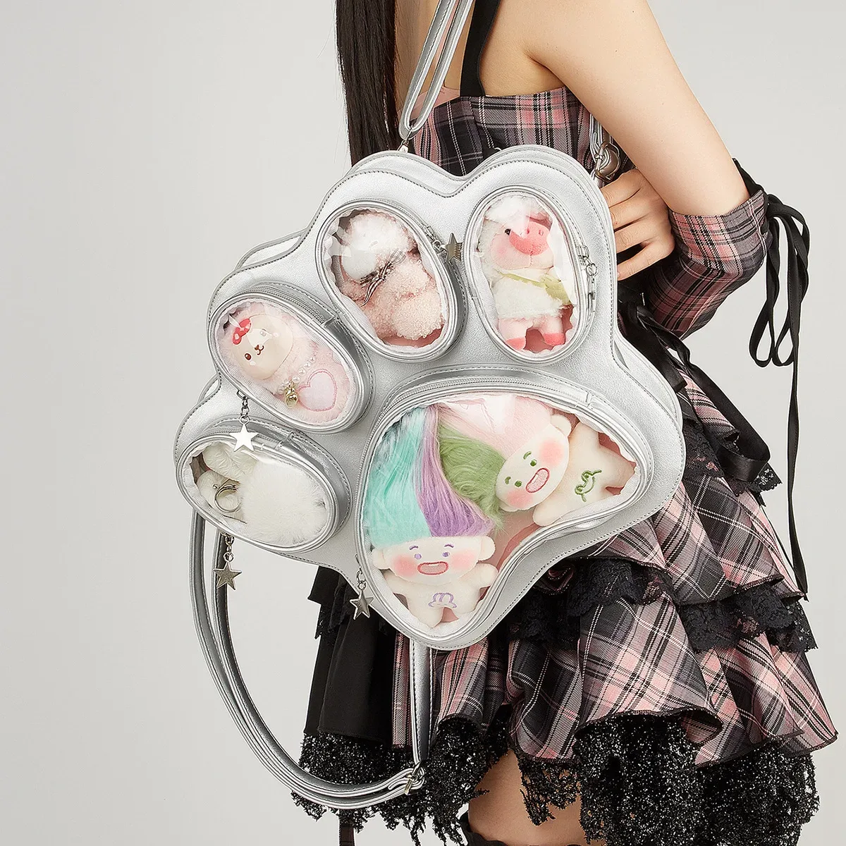 sac à dos patte de chat de dessin animé pour femmes, sac en pu, sac d'école mignon pour filles, sac à bandoulière de loisirs de haute qualité