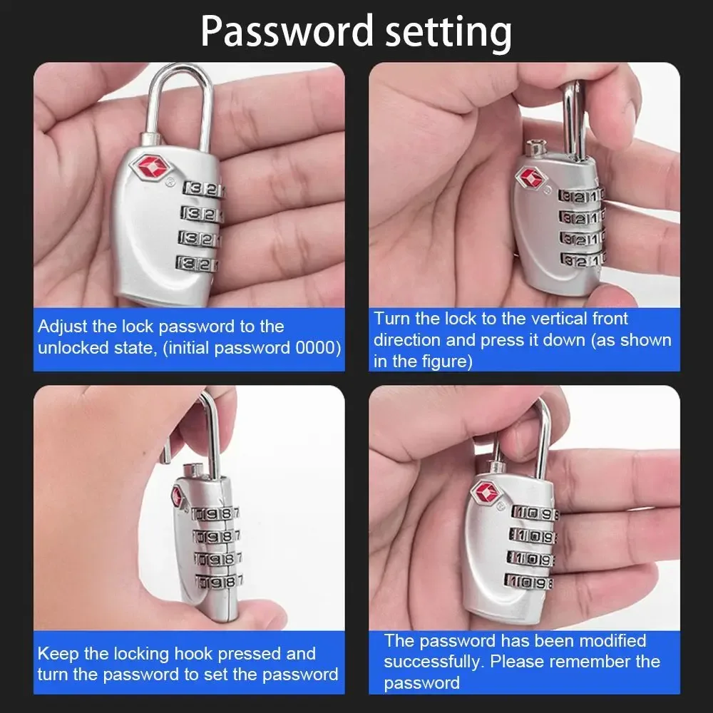cadenas de bagages portable haute sécurité avec câble, cadenas à code douanier intelligent, cadenas à combinaison tsa avec câble en acier
