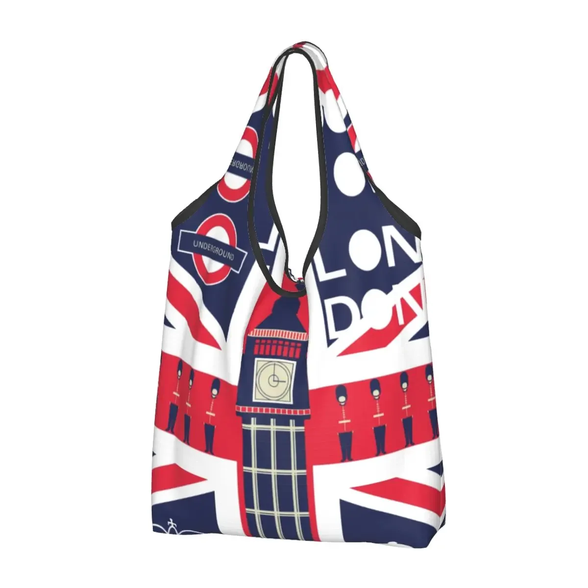 sac fourre-tout portable britannique sensation red bus, btfashion, vintage, royaume-uni, londres, symdockers shopping, épicerie, sac initié