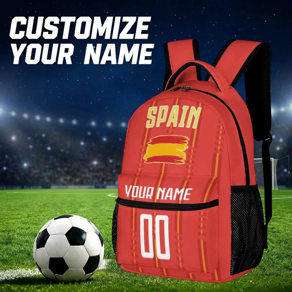 sac à dos personnalisé espagne, nom personnalisé, sac à dos d'école de football, sac de voyage de l'équipe nationale, sac à double bandoulière