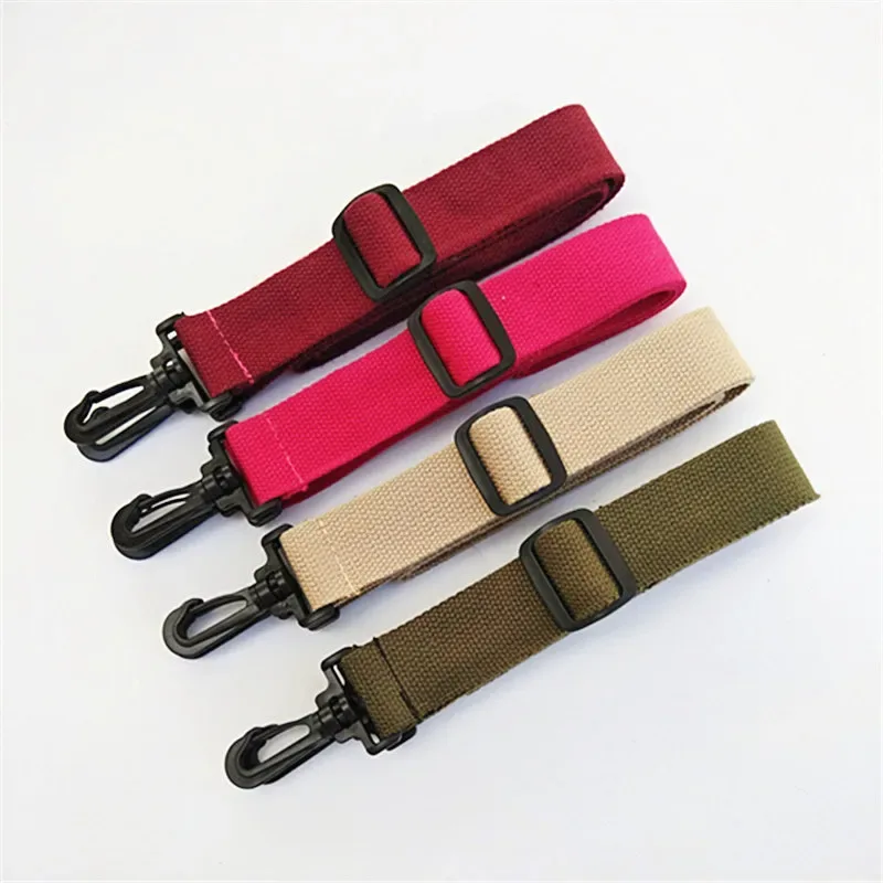 sangle de sac en toile de coton de couleur pure, 3.8cm, sangle de sac, ceinture, crochet en plastique noir réglable, fermoir, accessoires de sac à bandoulière, bricolage